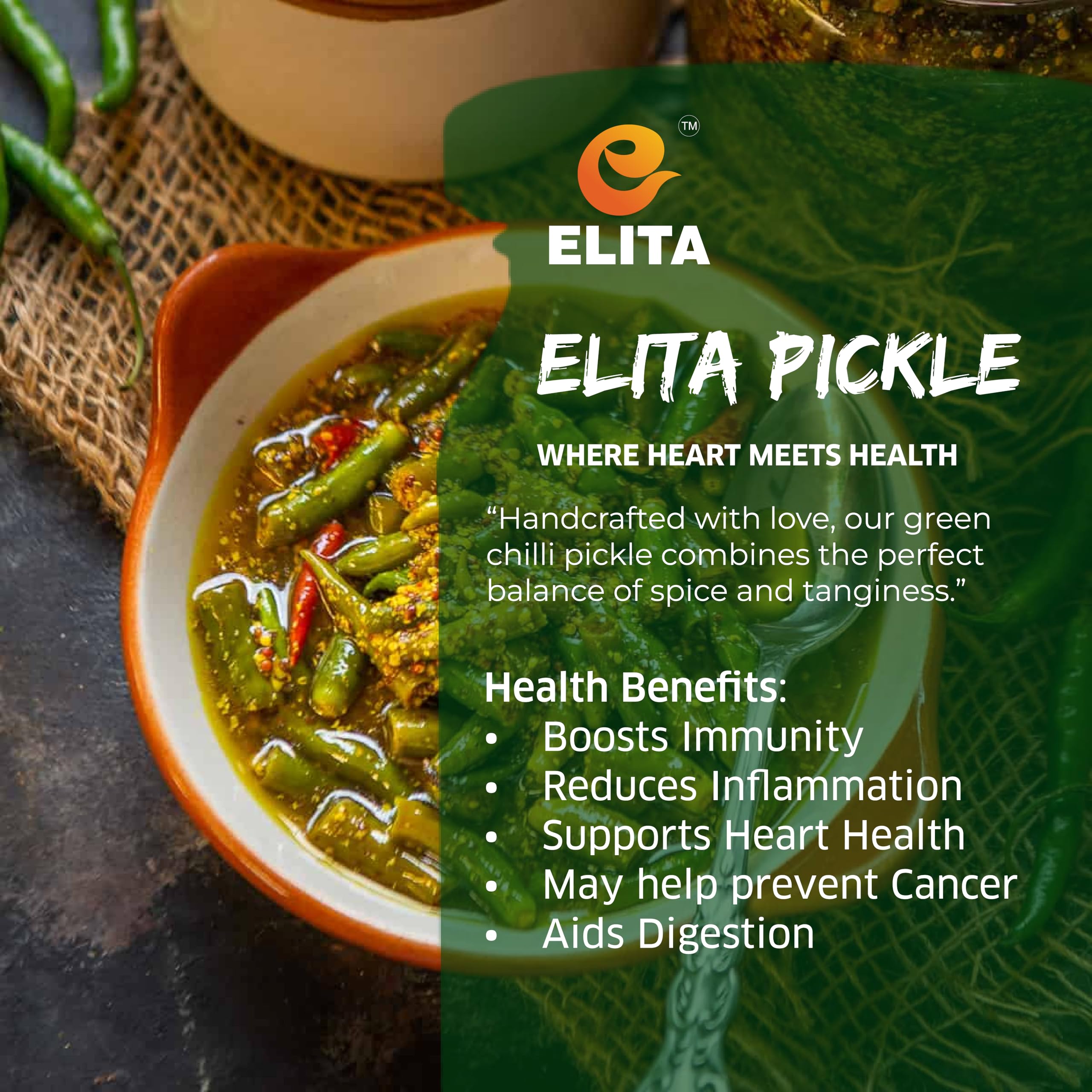 Elita Green Chilli Pickle 1kg | Ghar Ka Achar | Spicy & Tangy Flavor | Made with Fresh Green Chilies | No Preservatives | Ghar Wala Swaad | Mirch Ka Achar 4