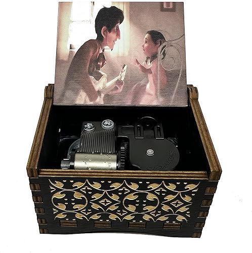 Miniatura 10 de Teykst Remember Me Caja de música de madera para el Día del Padre, aniversario de cumpleaños, 18 notas de cuerda de madera, grabadas, cajas