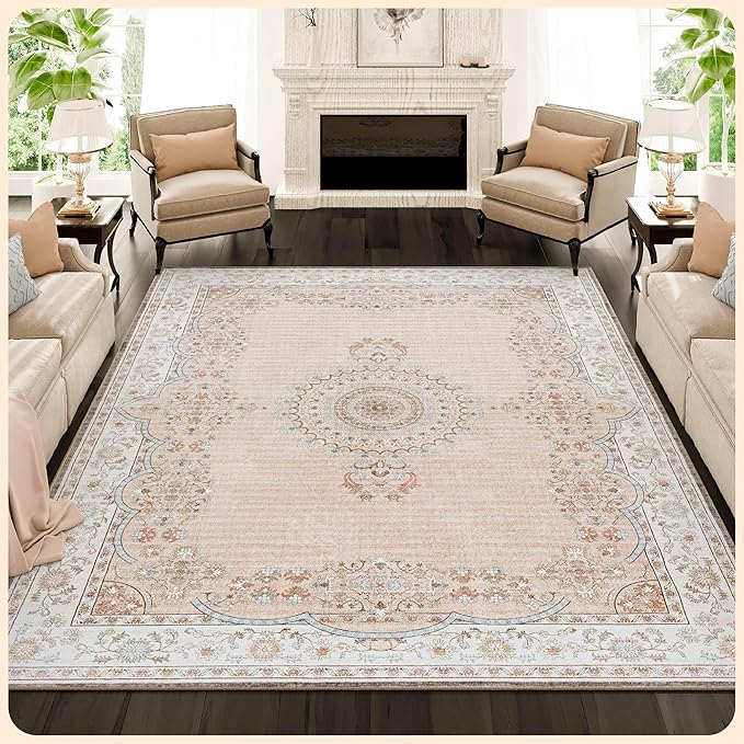 Amazon.com: Istana Bedroom Rugs 9x12 - Beige Area Rugs - Foldable Big ...
