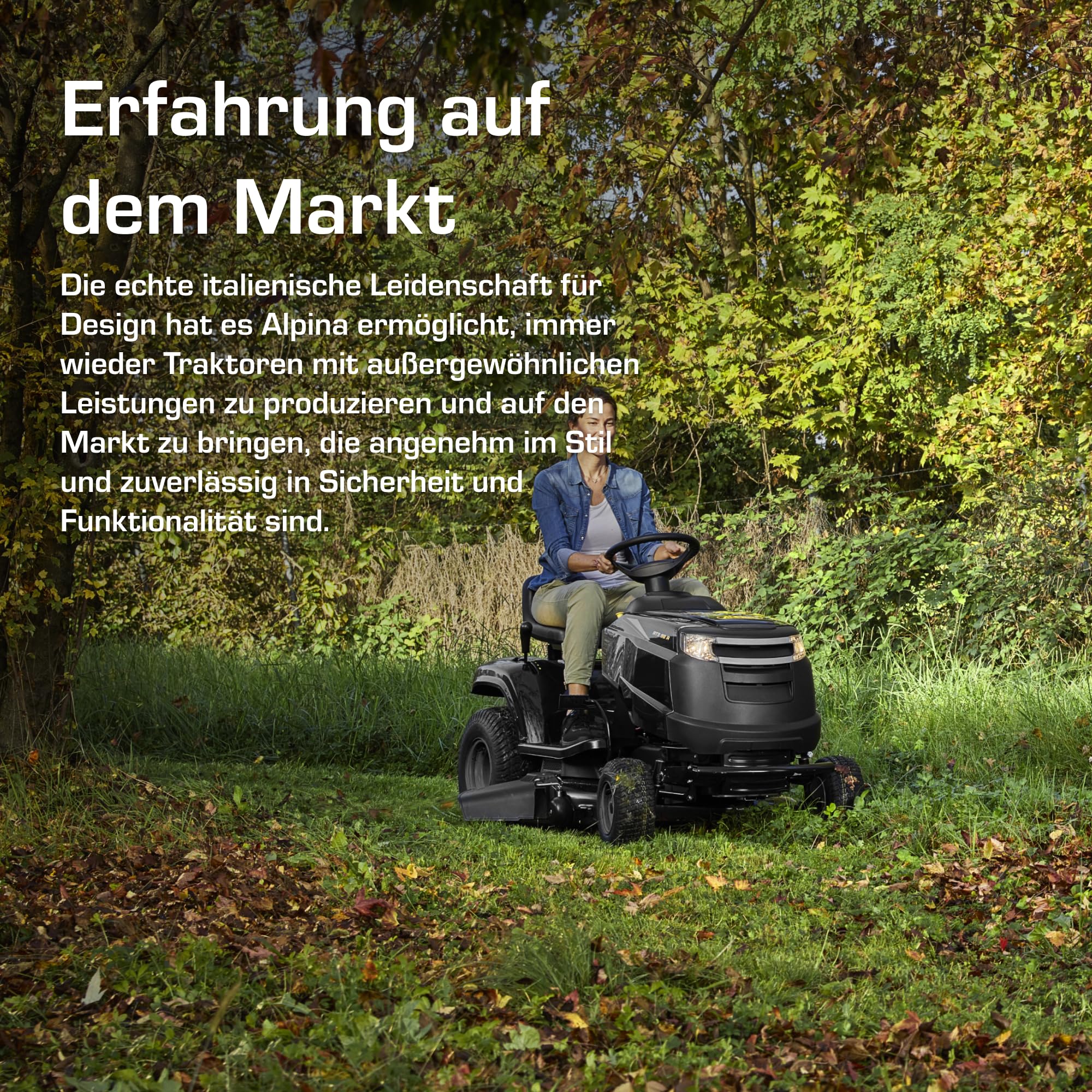 Alpina AT3 98 A Rasentraktor, 6,5 kW, 98 cm – Elektromagnetische PTO-Kupplung, Mulchfunktion – Rasenflächen bis 4.500 m²