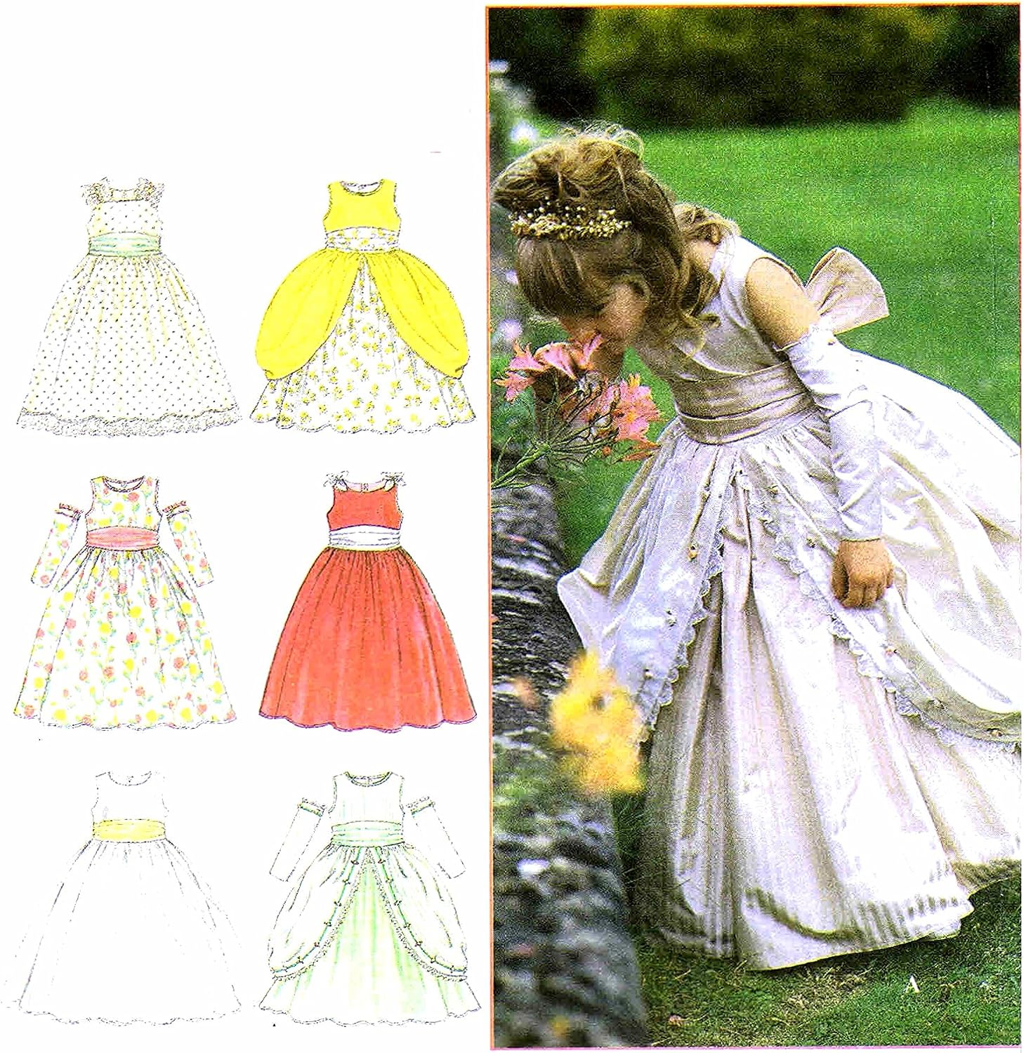Simplicity 8953 Sewing Pattern Girls Dress Medieval Renaissance Cinderella Flower Girl Size 4-5 - 6-7 - 8
