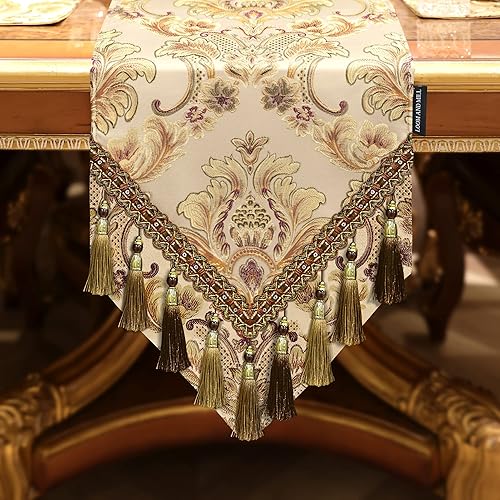 Miniatura 8 de Loom and Mill Juego de 4 manteles individuales de damasco de lujo, jacquard beige antideslizantes, para el hogar, cocina, fiesta, banquete,