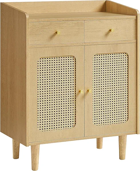 VASAGLE BOHOVEN Collection - Buffet Cabinet, Sideboard Storage Cabinet with Rattan-Like Doors and Drawers, Accent Cabinet, Adjustable Shelf, Boho Style, for Living Room, Oak Beige
