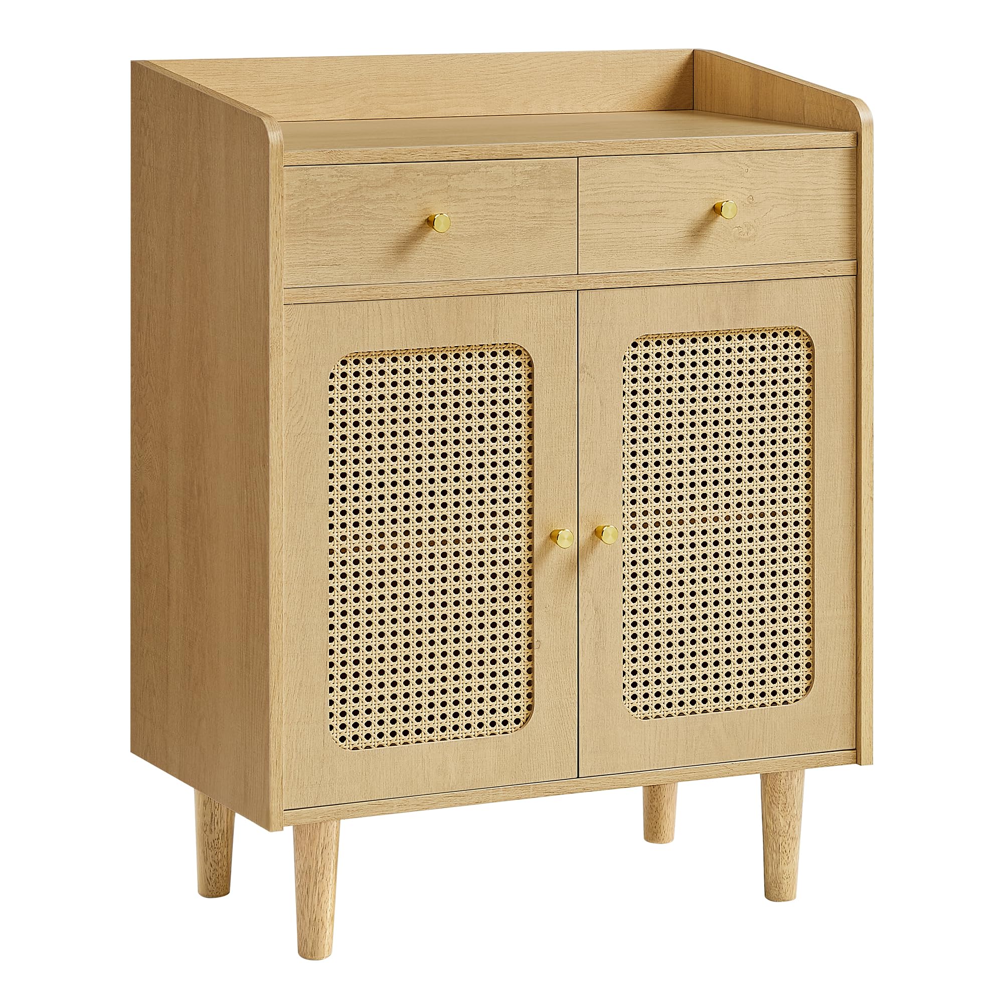 VASAGLE BOHOVEN Kollektion - Sideboard, Küchenschrank mit Türen in Rattan-Optik, Aufbewahrungsschrank mit Schubladen, verstellbare Ablage, Boho-Stil, für Esszimmer, eichenbeige