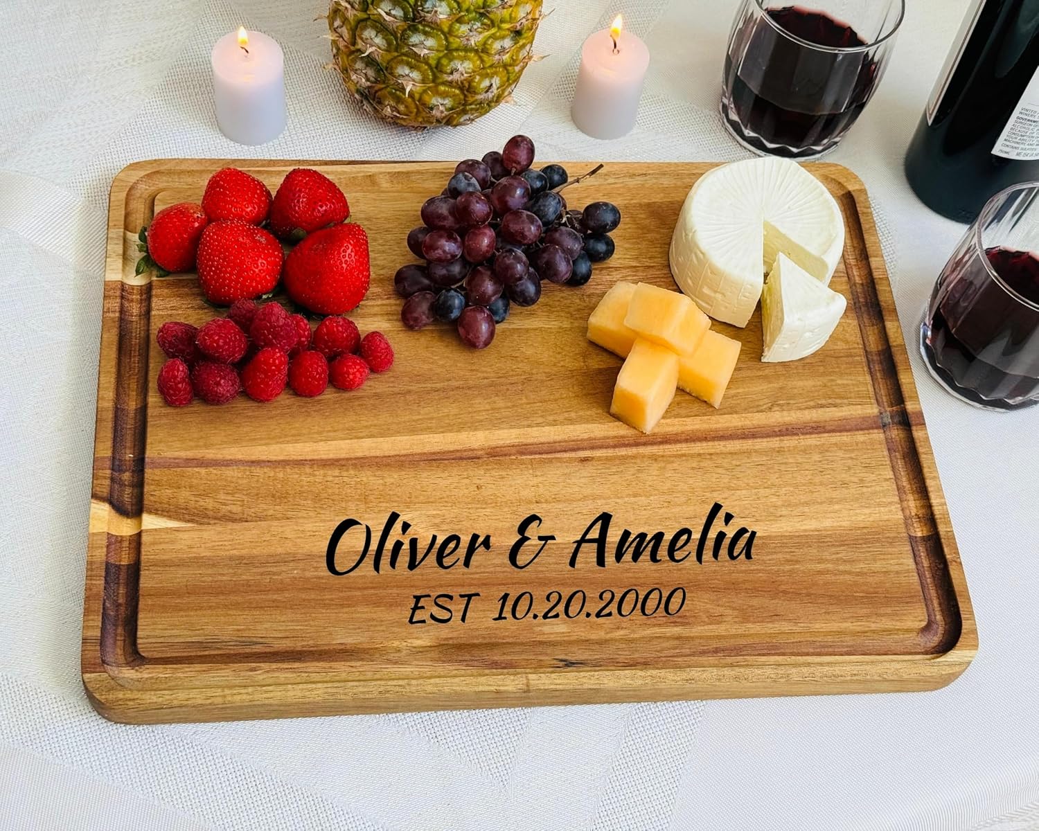 Personalized Charcuterie Cutting Board - Family Cutting Board - Unique Kitchen Board - Charcuterie Board for Christmas, Birthday gifts for Dad (Bamboo white handle)