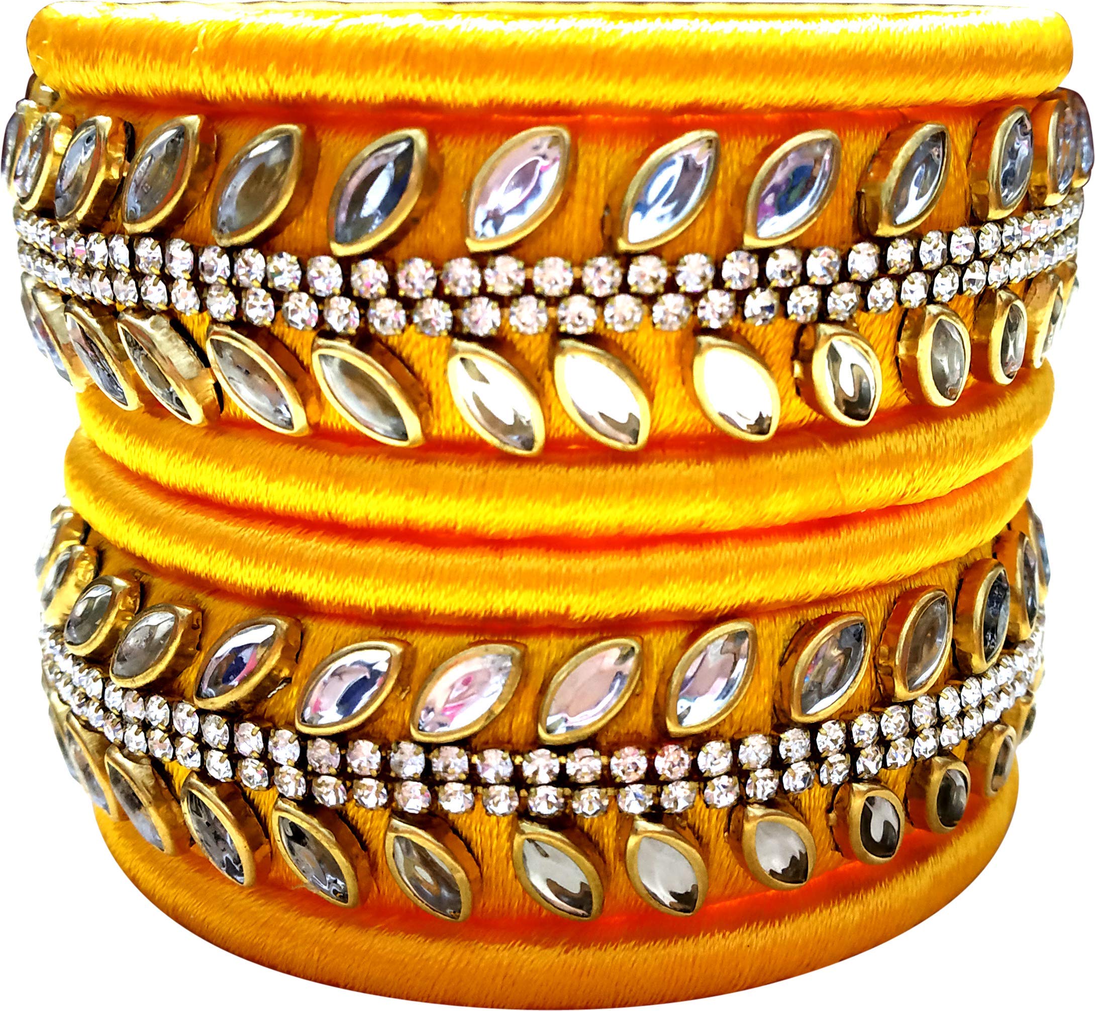 GOELX Festive Offer : Elegant & Beautiful Handcrafted Designer Kundan Bangles Set for Women in Yellow Colors - 2.10 (B07KP61H1D) Amazon Price History, Amazon Price Tracker