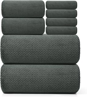 REDKISS Premium Towel Set of 8 - Ultra Soft Microfiber, Contains 2 Large Bath 35x70, 2 Hand 14x30, 4 Washcloths 14x14, Highly Absorbent, Quick Dry, Ideal for Everyday use, Hotel & Spa, Gray
