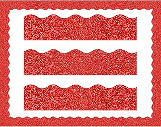 Containlol 118 Feet Bulletin Board Borders 120 Sheets Glitter Bulletin Board Classroom Decoration Scalloped Border Trims for Winter Christmas School Office Decoration(Red)