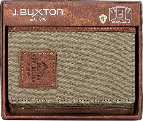 Miniatura 6 de J. Buxton Expedition II Huntington Gear RFID Tres veces, Verde -Oliva, Vintage
