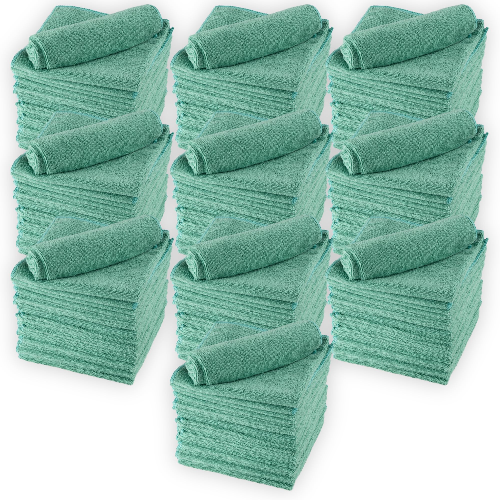 ENA Mikrofasertuch Grün (10x20 Stück, 40x40cm) | Mikrofaser Putztücher für den Haushalt | Waschlappen Microfaser Waschbar | Microfaser Putztuch für Auto Küche Bad