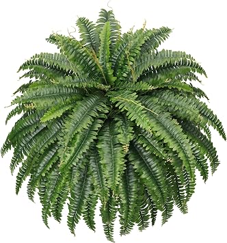 Fake Ferns, 50IN Single Realistic Large Faux Plants with 96 Fronds, Artificial Boston Ferns for Outdoors Home DIY Plant Wall Garden Porch Entrance Decor
