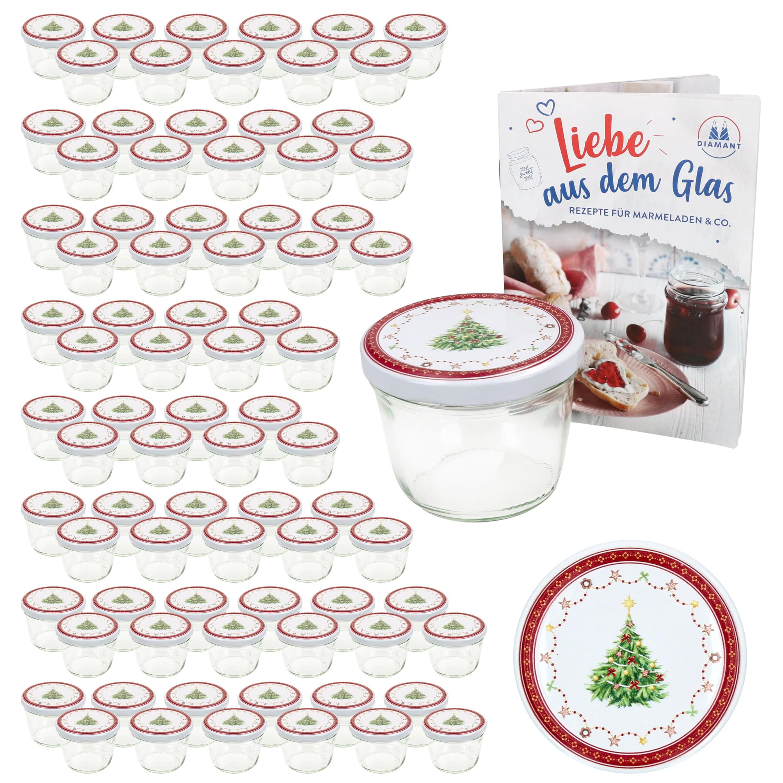 MamboCat 100er Set Sturzglas 230 ml mit Twist-Off-Deckel Weihnachtstraum I Einmachgläser + TO 82 Deckel + GRATIS Rezeptheft I Vorratsgläser einkochen & konservieren