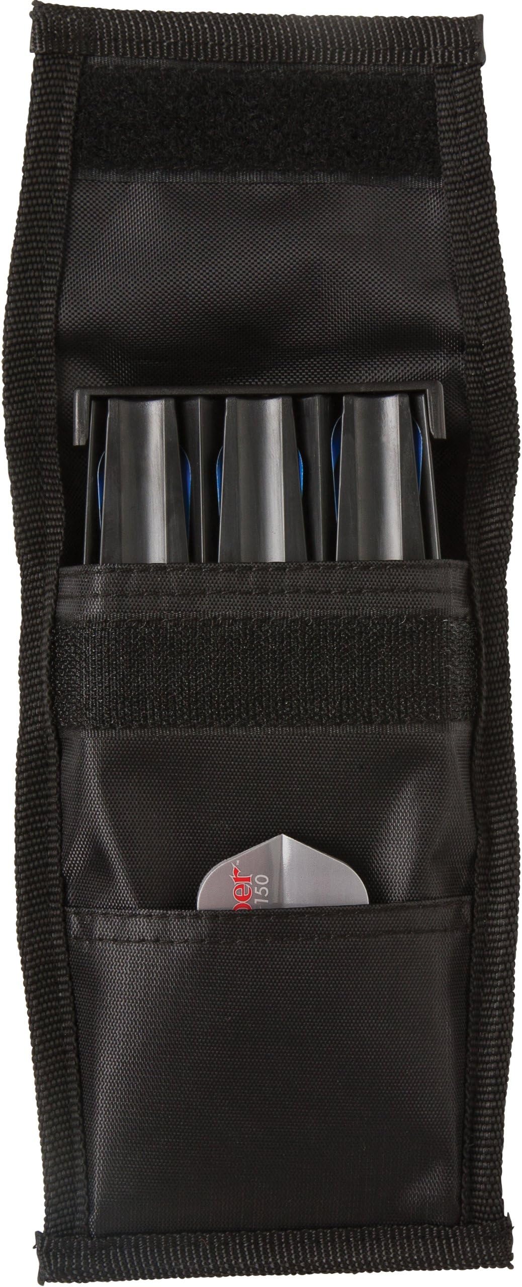 Casemaster Single Black Dart Case with Solid Plastic Insert and Flexible, Tough Nylon Covering, Holds 3 Steel Tip and Soft Tip Darts, Hard Shell Keeps Flights in Perfect Shape