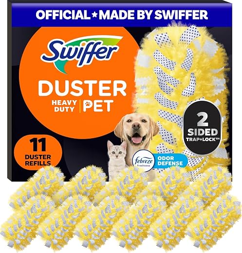 Swiffer Pet Heavy Duty Dusters Refills, Multisurface 360 Dusters with Febreze Odor Defense, 11 Count