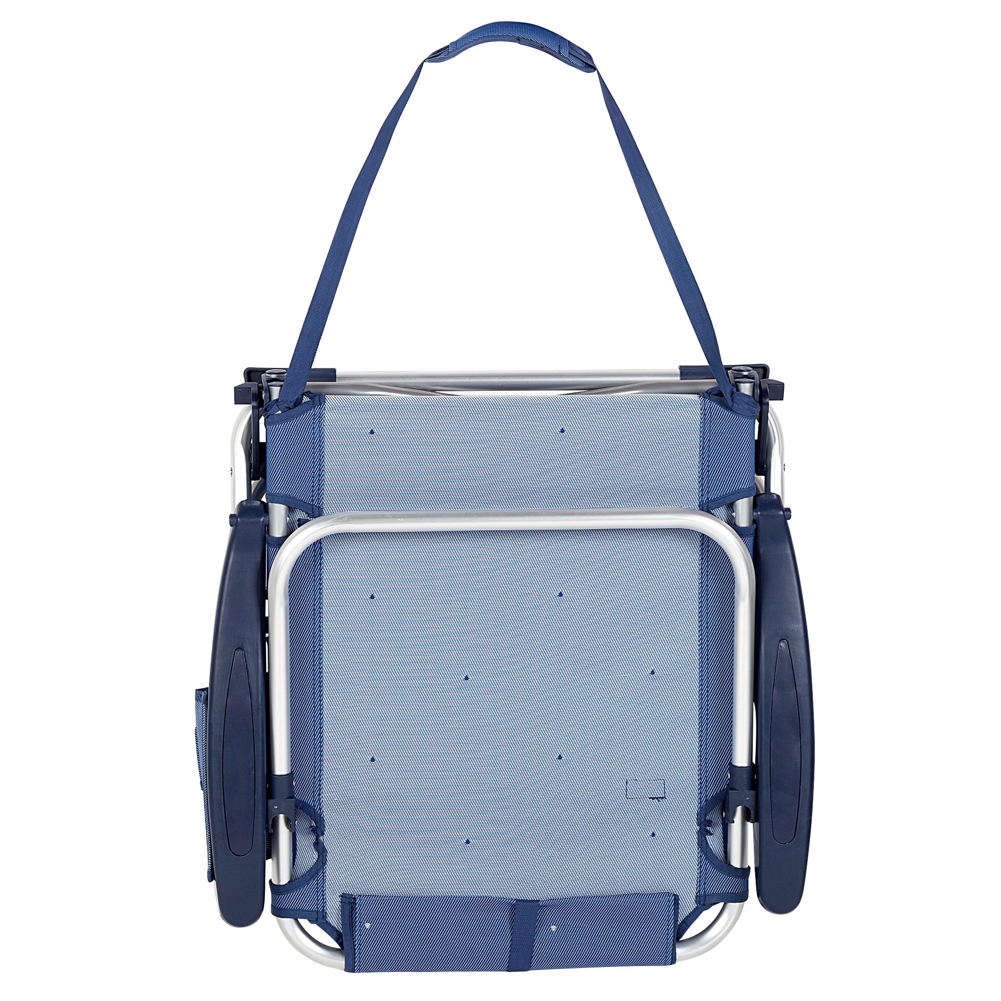 AKTIVE Packung mit 2 Strandstühlen, niedrig, neigbar in 4 Positionen, Kippschutz, mit Kissen und Seitentasche, leichtes Aluminiumgestell, für Strand oder Garten, 51 x 45 x 76 cm (62290)