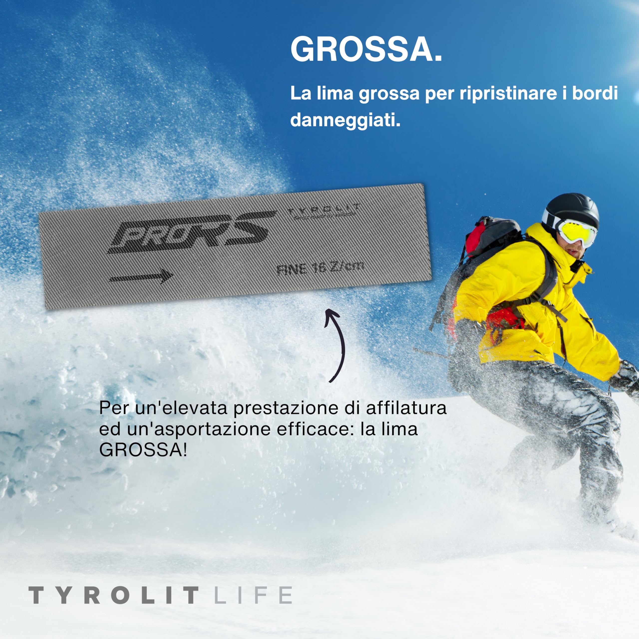 Tyrolit Life Lime in acciaio, set da 2 per sci e snowboard - Lima premium in acciaio per affilature di precisione come quelle del servizio sci - Lima per affilature precise per attrezzature da sport