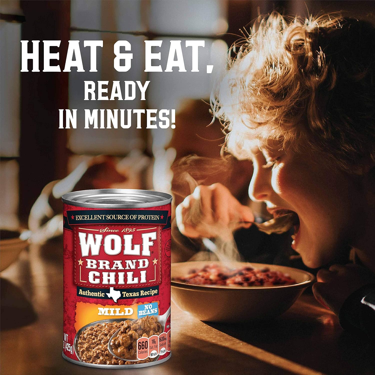 Wolf Brand Mild Chili without Beans, Packed with Protein, 15 oz