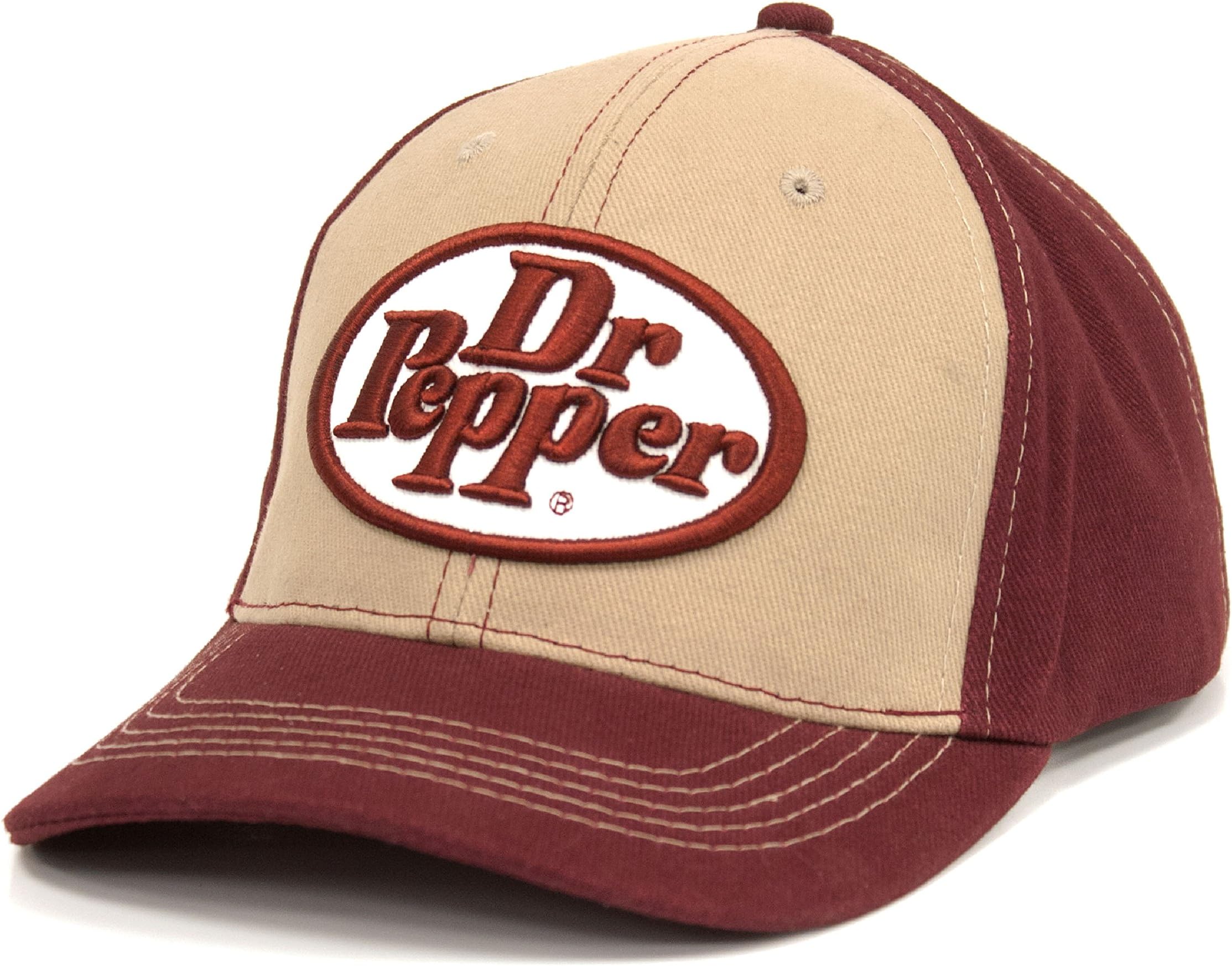 Men's Red Baseball Cap - Dr Pepper Oval Logo - Adult Size - Spring/Summer - Color Block - Cotton - Baseball Fans