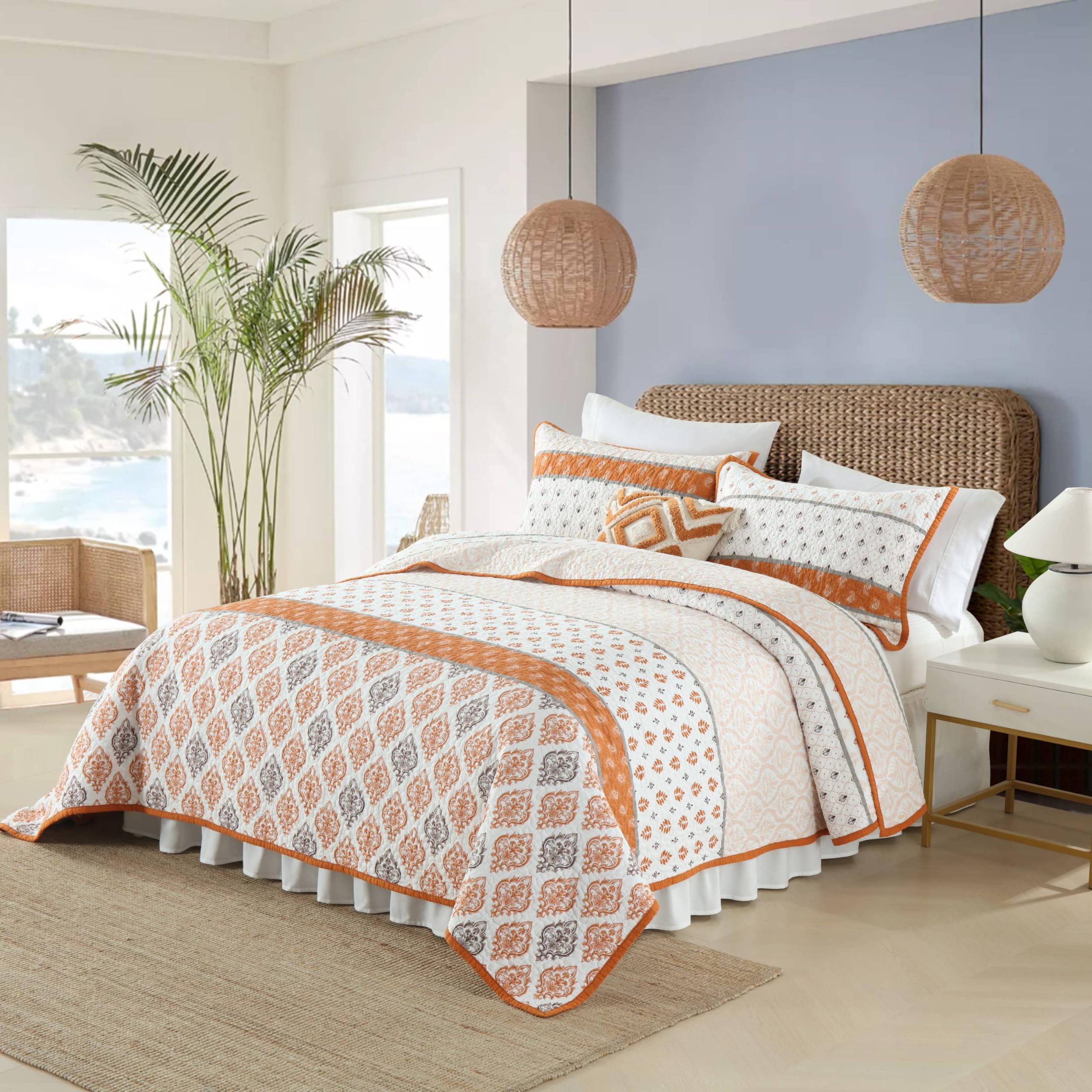 Amazon｜Mescore キングサイズ キルトセット マーマレードキルト  