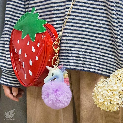 Miniatura 6 de Lindo llavero de pompón de animal con bolas de pelo sintético esponjosas, llavero para mujeres y niñas, accesorios de bolsa