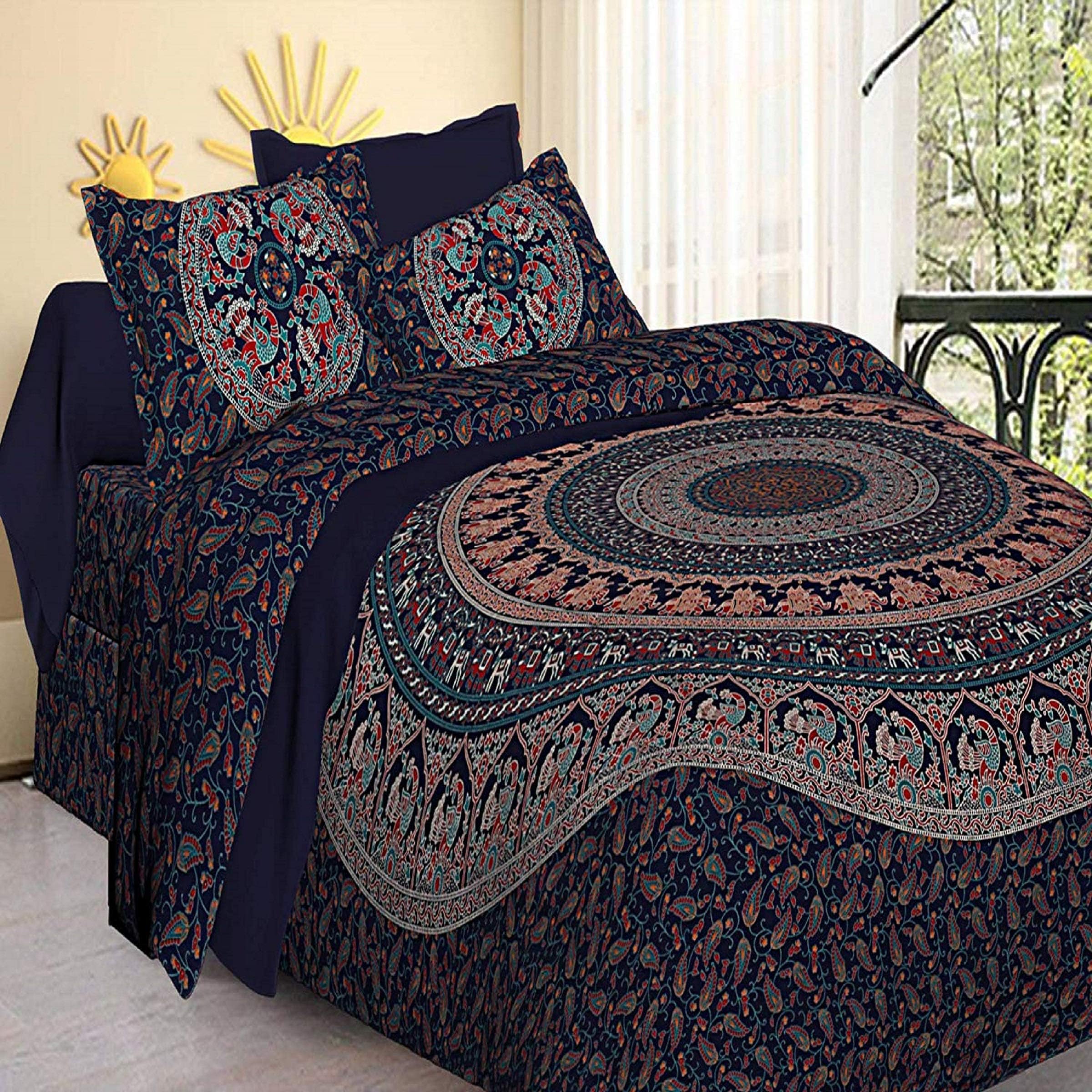 TIGER EXPORTS Cotton 200 TC Bedsheet (Blue_King)
