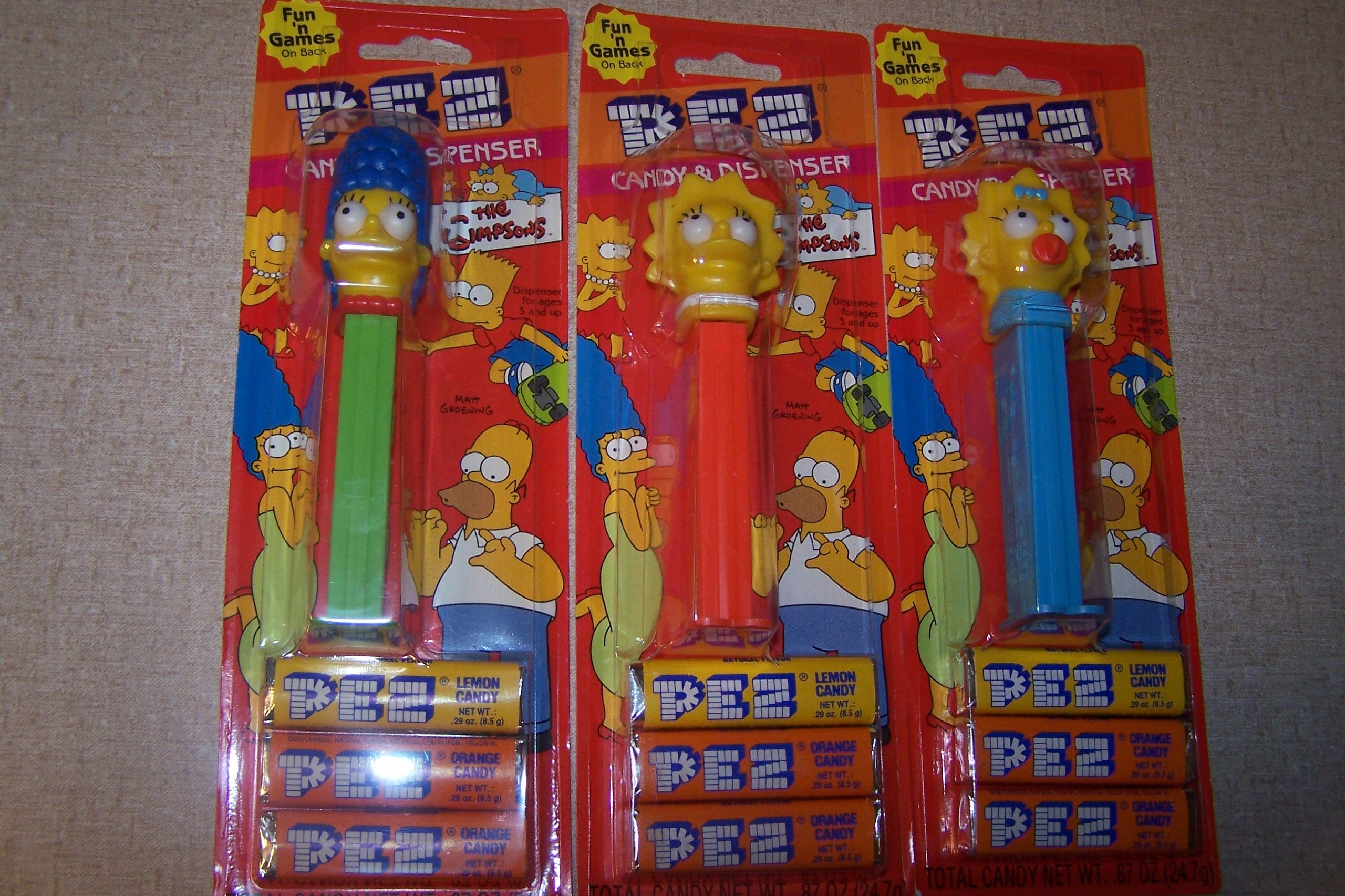 Simpsons Pez 3 pack Marge , Lisa , Maggie