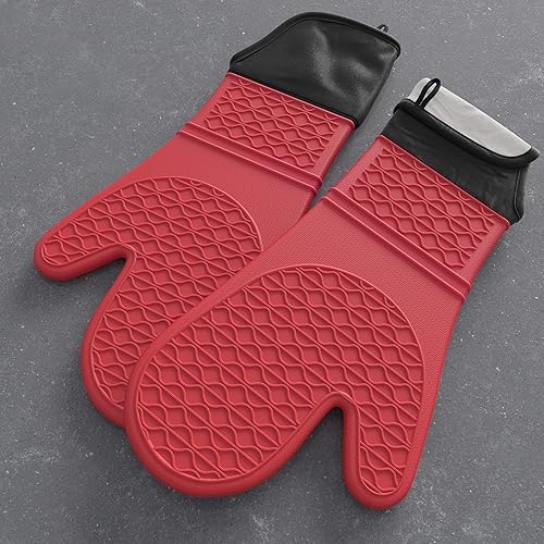 Miniatura 4 de Tribal Cooking Mitones de horno extralargos  Juego de guantes de silicona para horno  Guantes de silicona para hornear de cocina  Resistencia al