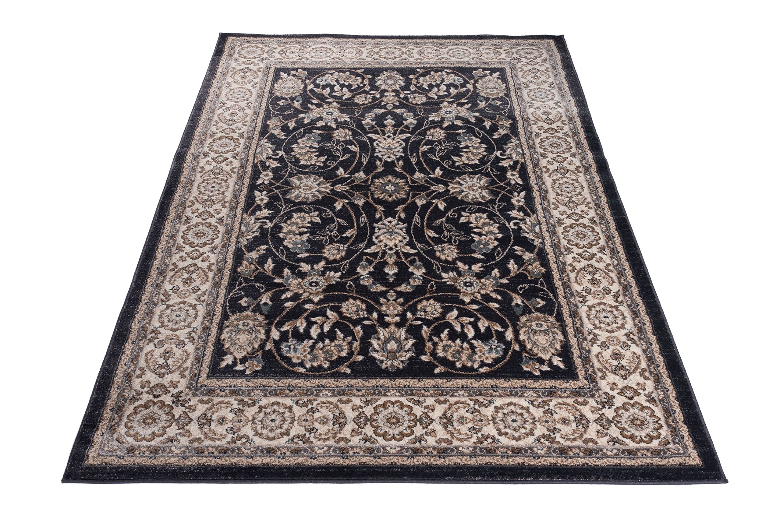 Carpeto Tapis Couloir 120x170cm Noir Classique Traditionnel Doux Esthétique