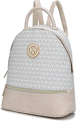 MKF Collection Signature Backpack for Women Vegan Leather Top-Handle Bookbag Travel Bag Daypack