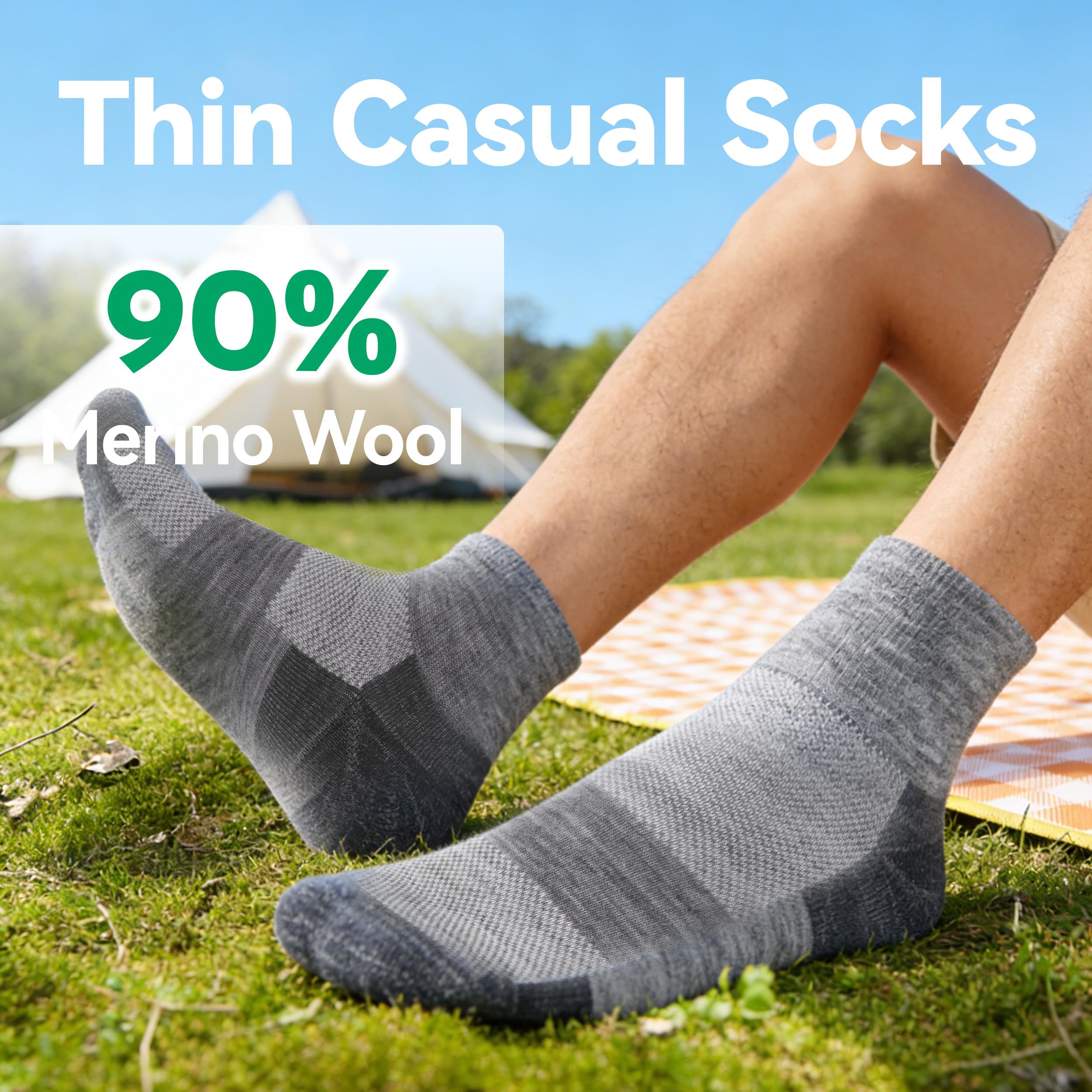 Lot de 3 paires de chaussettes 90 % laine mérinos pour homme et femme, chaussettes douces et fines pour course à pied, randonnée, cyclisme