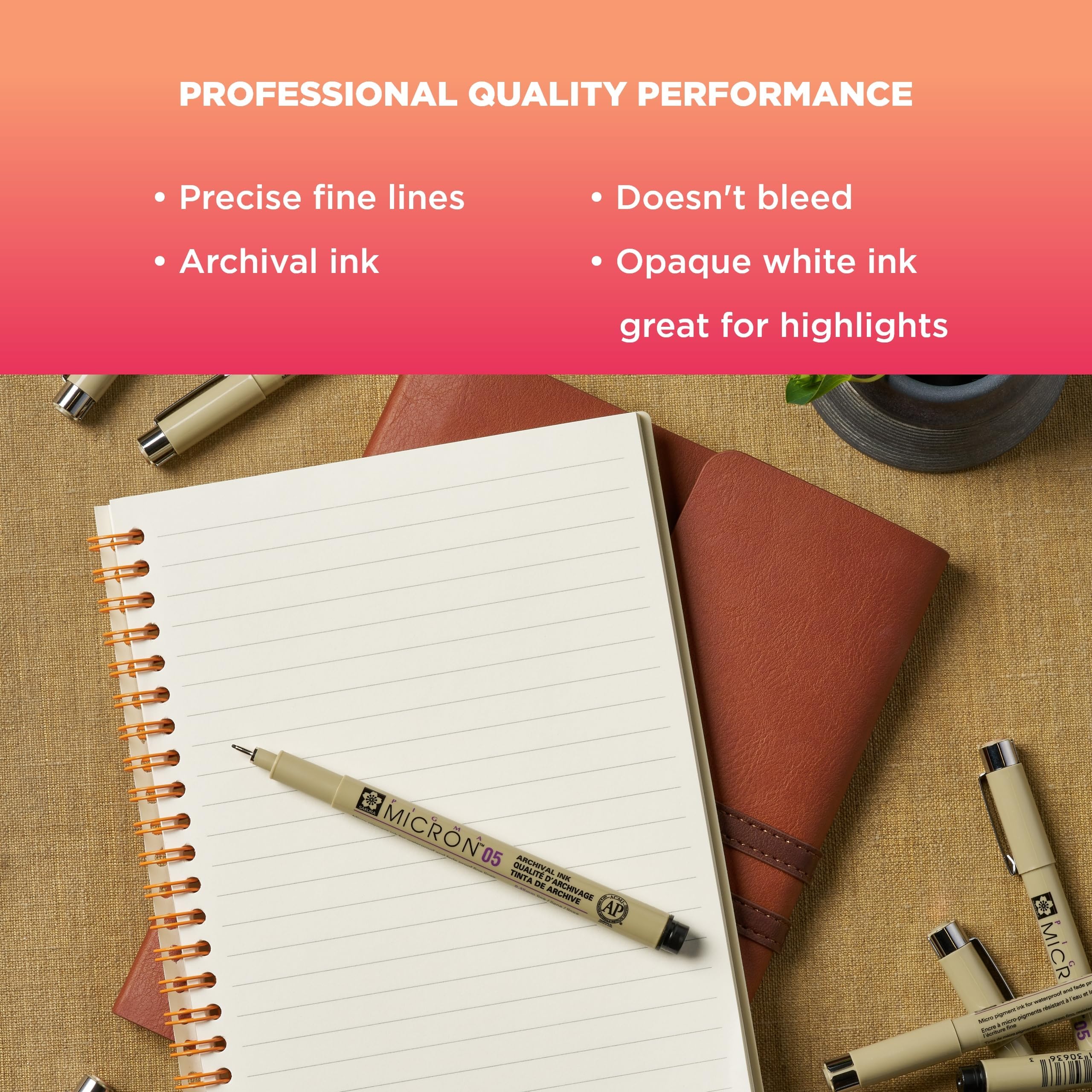 SAKURA Pigma Micron Fineliner & Gelly Roll Klassische weiße Stifte – zum Schreiben, Zeichnen oder Journaling – verschiedene Punktgrößen – 8 schwarze Mikron und 6 weiße Gelschreiber