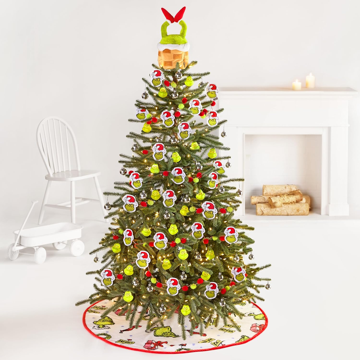 Hallmark Christmas Tree Skirt, Dr. Seuss's How the Grinch Stole Christmas! Tree Skirt, 48", Fabric, Gifts for Dr. Seuss Fans