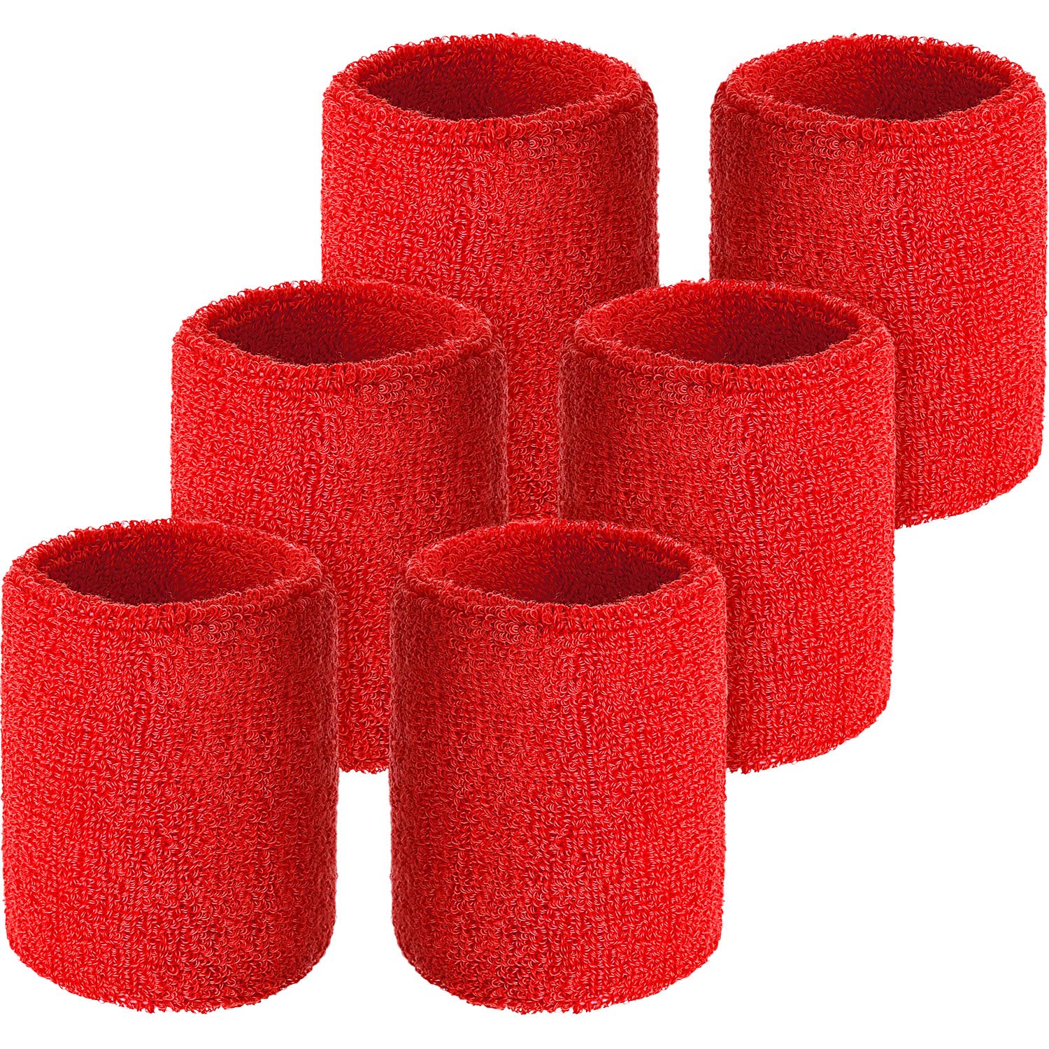 Willbond Wrist Sweatbands, Sports Sweatbands for Competition, Sweat Absorbent, for Basketball, Tennis, Football, Running and Work (Pack of 6)
