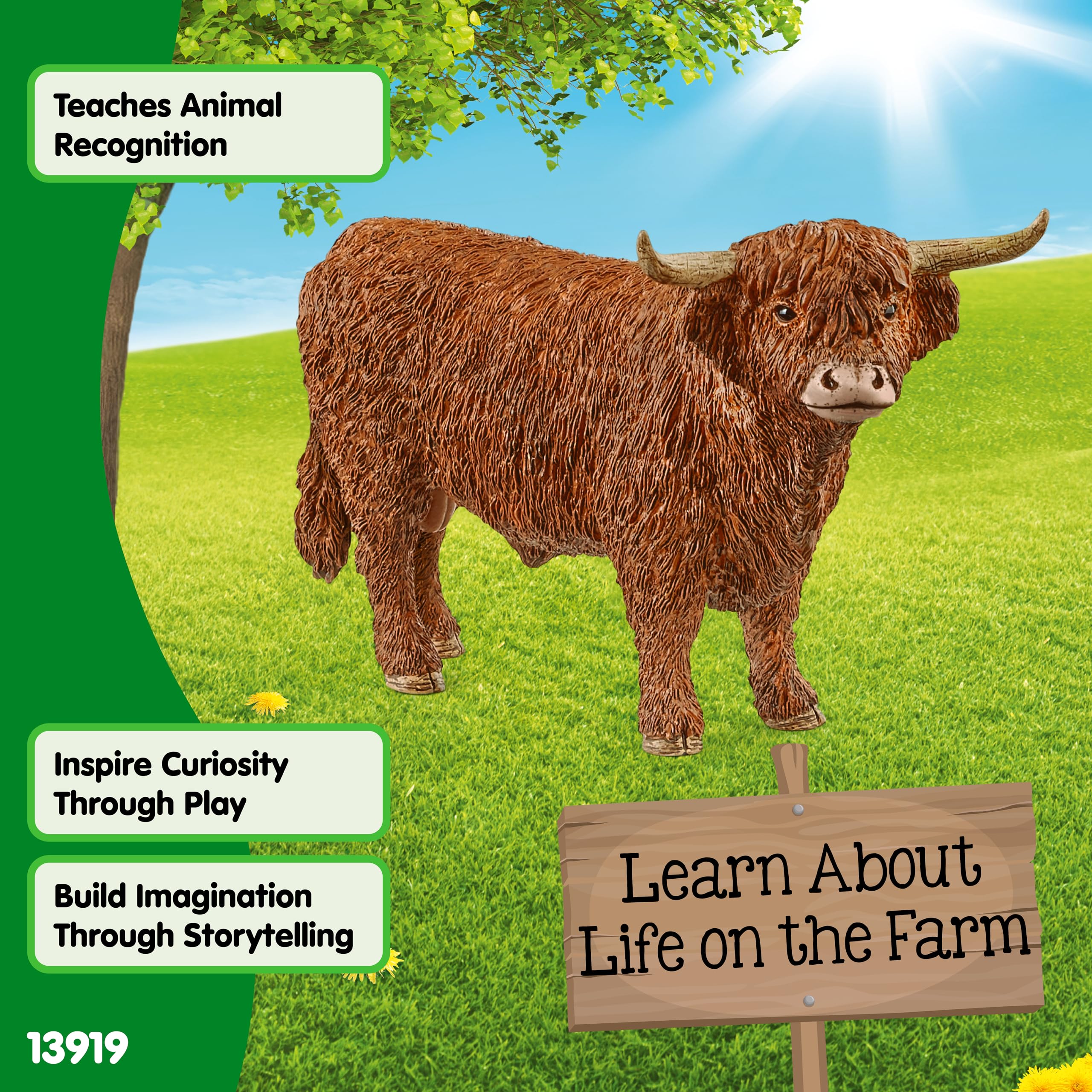 schleich FARM WORLD | Byk Highland 13919 | figurka zwierzęcia farma schleich | szczegółowa figurka i kolekcjonerska | prezent dla dziewczynek i chłopców | zabawka farma od 3 lat | 14 x 6 x 8 cm