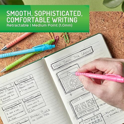 Miniatura 5 de Paper Mate FlexGrip Ultra - Bolígrafos hechos de materiales plásticos reciclados, varios colores de barril, punta media (0.039 pulgadas), negro, 4