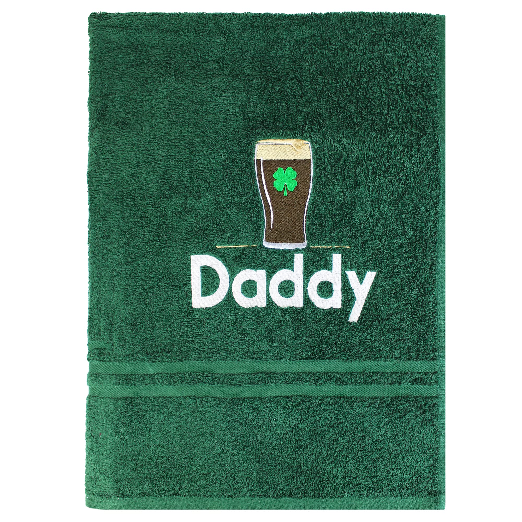 Teddyts Green Personalised Dad Irish Beer Embroidered Bath Towel Gift