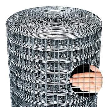 Galvanized Chicken Fence Wire Mesh Roll - 1m x 20m 0.9mm Wire Metal Mesh Roll Hardware Cloth, for Garden and Animal Enclosure Chicken Coop Flower Beds Rabbits Wire Fencing