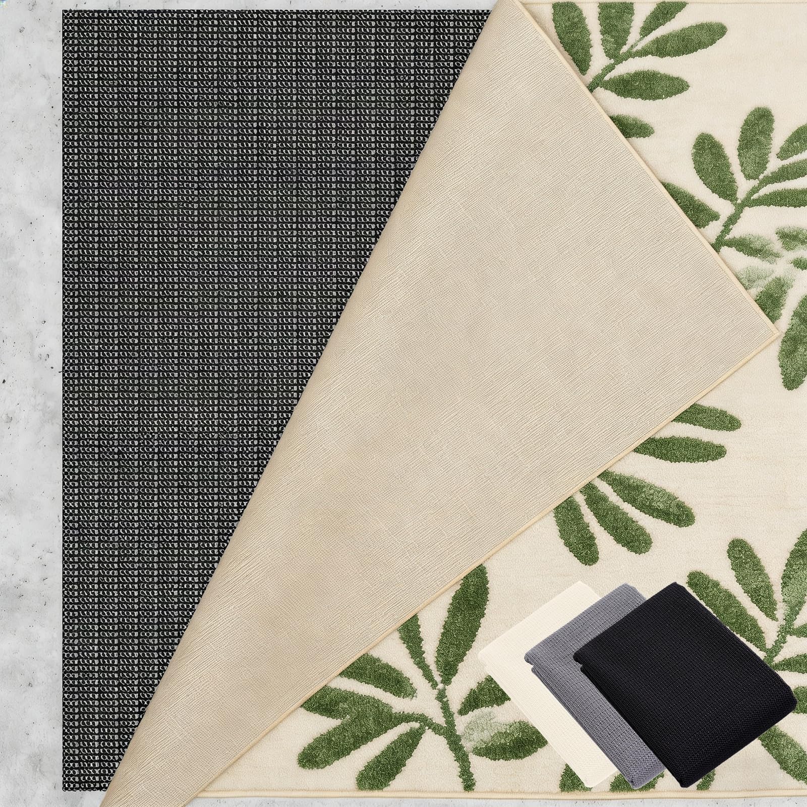 Antirutschmatte Teppich 180 x 300 cm Waschbare, Wiederverwendbare, Hält Ecken Flach, Zuschneidbar, PVC Teppich Antirutschunterlage Universell Einsetzbar für Alle Böden, Schwarz