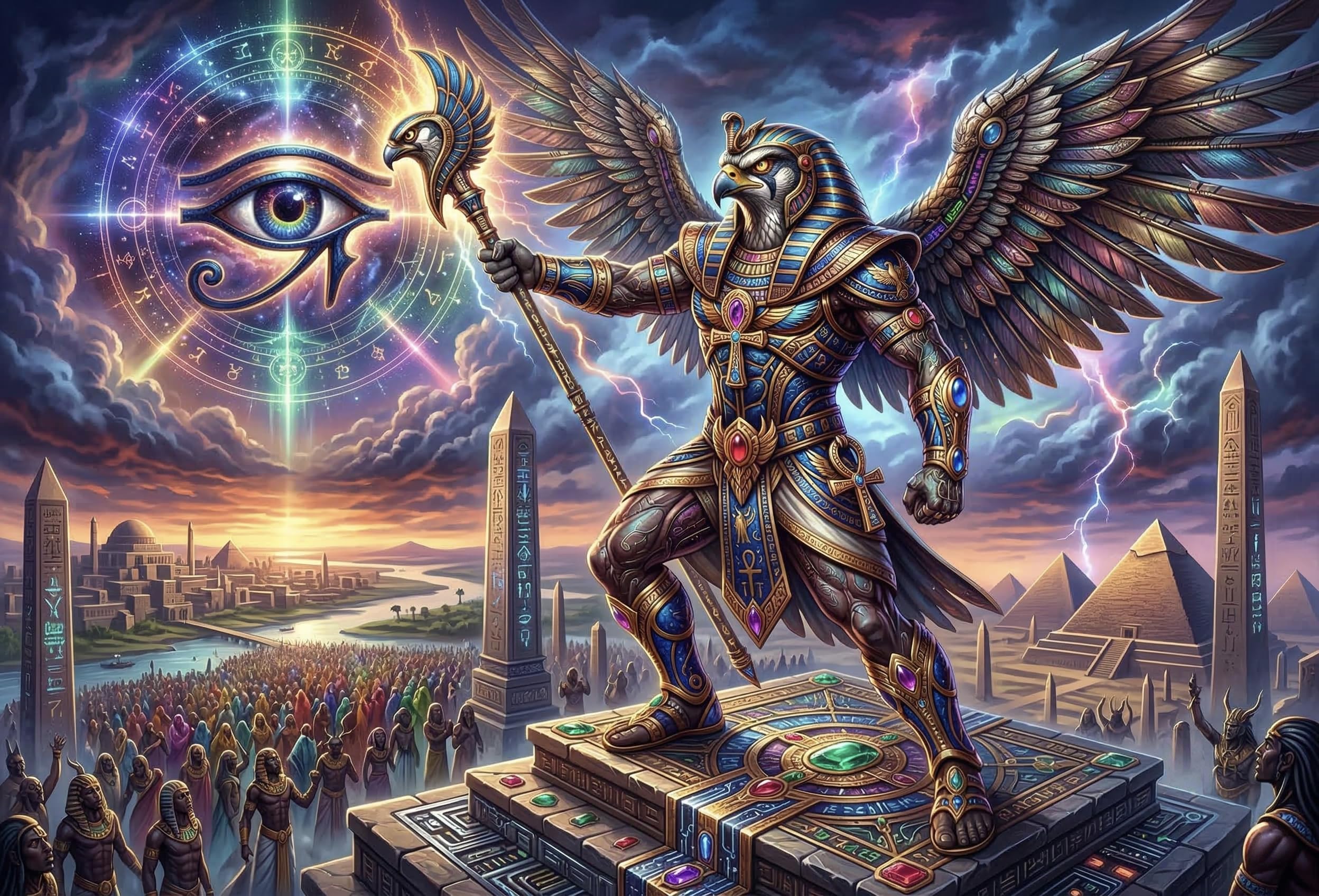 Egyptian Sun God RA Horus Jigsaw Puzzle 1000 Pieces, Gift for Adults