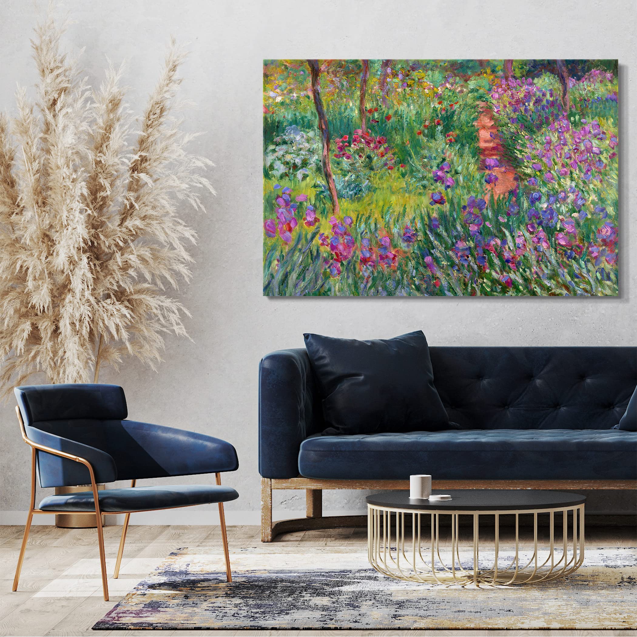 Stampa Su Tela Claude Monet - Il Giardino Iris A Giverny (120x80cm) Quadro Artistico Per Arredamento - Foto 11