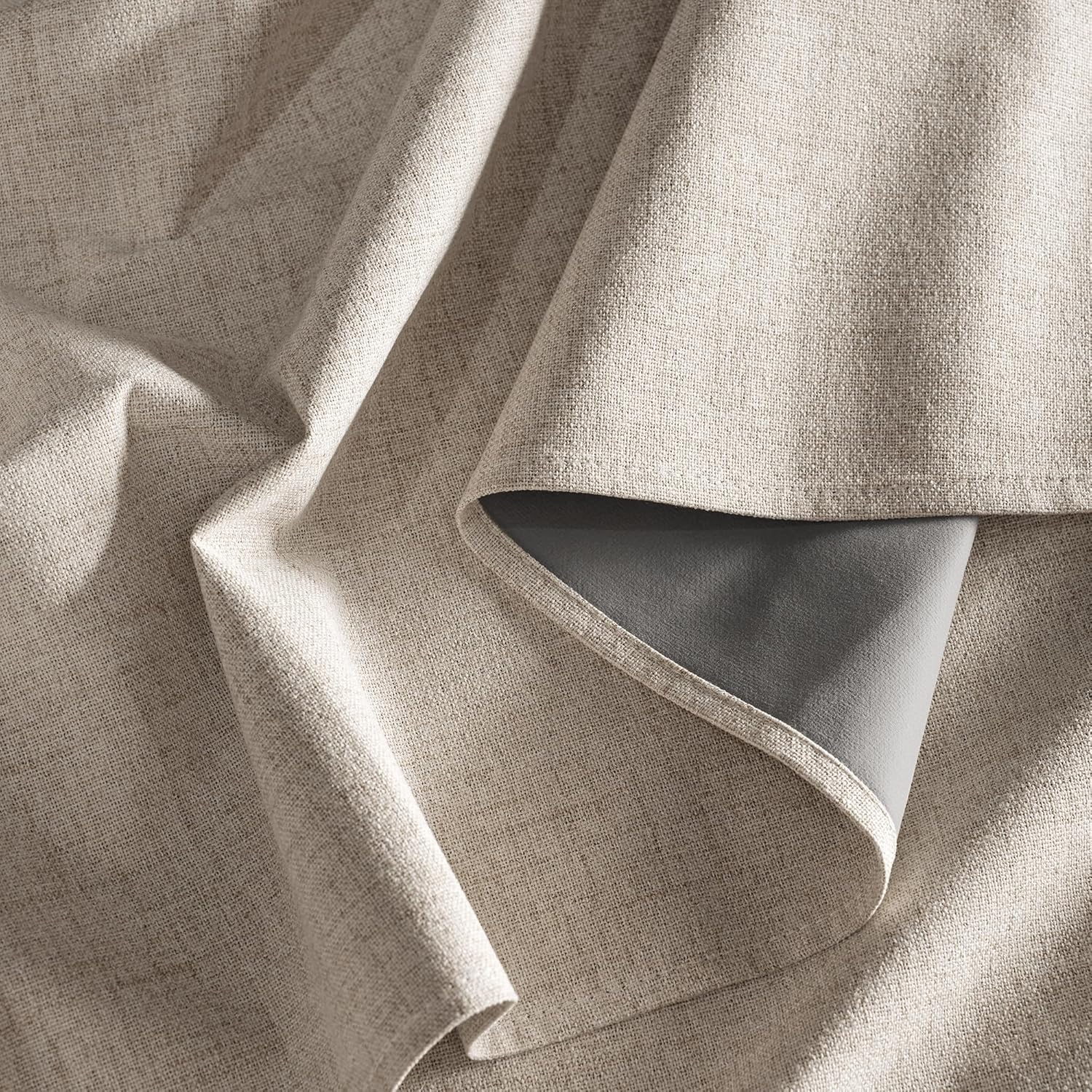 RYB HOME Linen Textured 100% Blackout Curtains for Bedroom, Insulating Energy Saving Window Curtains for Living Room Dining Patio Sliding Glass Door, Wide 52 x Long 108 inch, Beige, 2 Panels