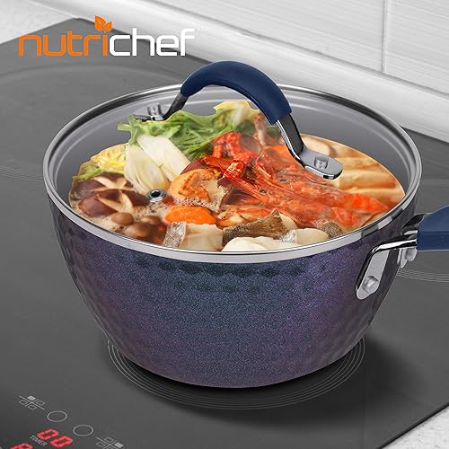 Miniatura 7 de NutriChef NutriChef PRTNCCW11BDSP - Olla de salsa duradera con tapa, antiadherente de alta calificación con tapas de vidrio templado transparente,