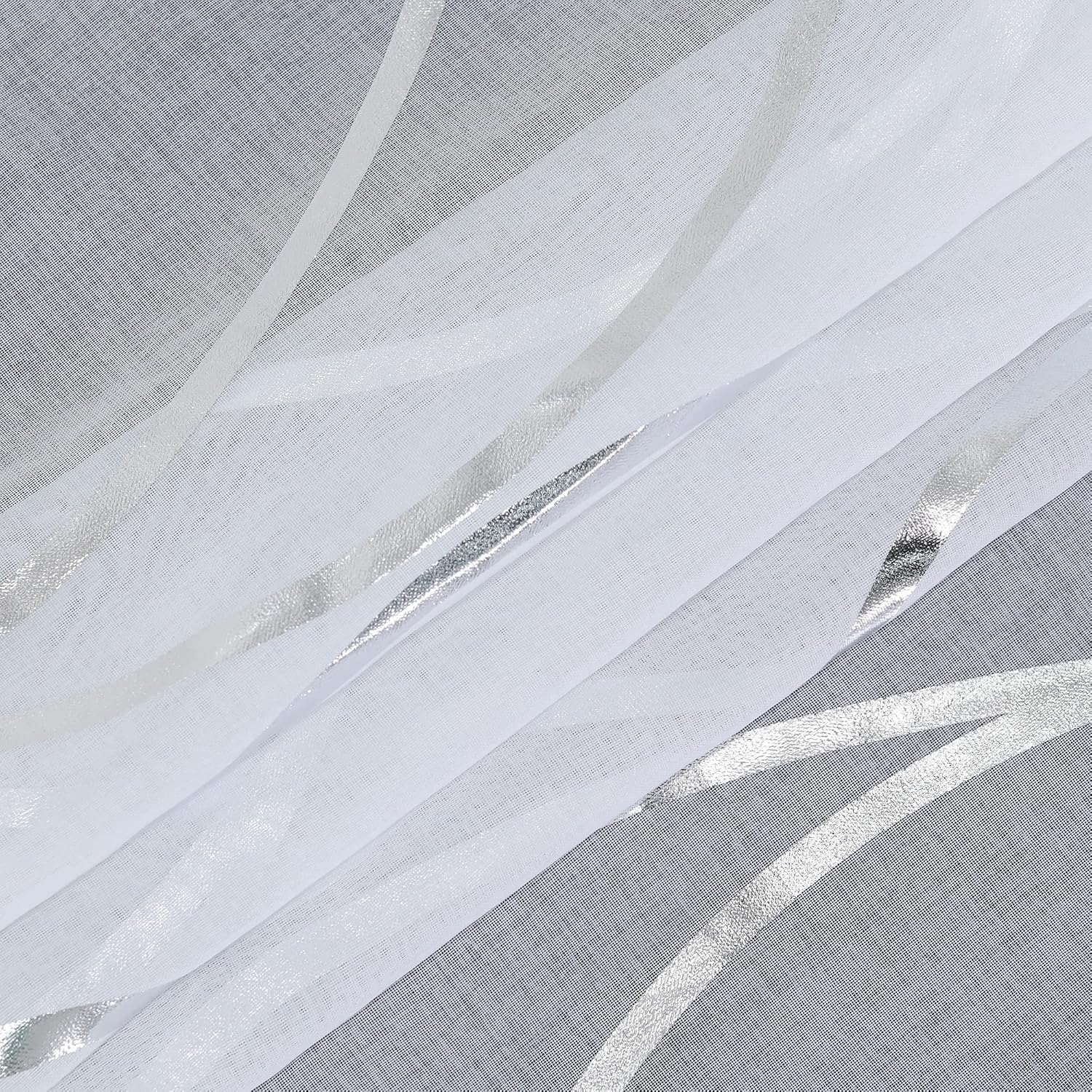 Store bateau à œillets - Transparent - Avec impression ondulée - Moderne - Argenté - 120 x 130 cm - 1 pièce