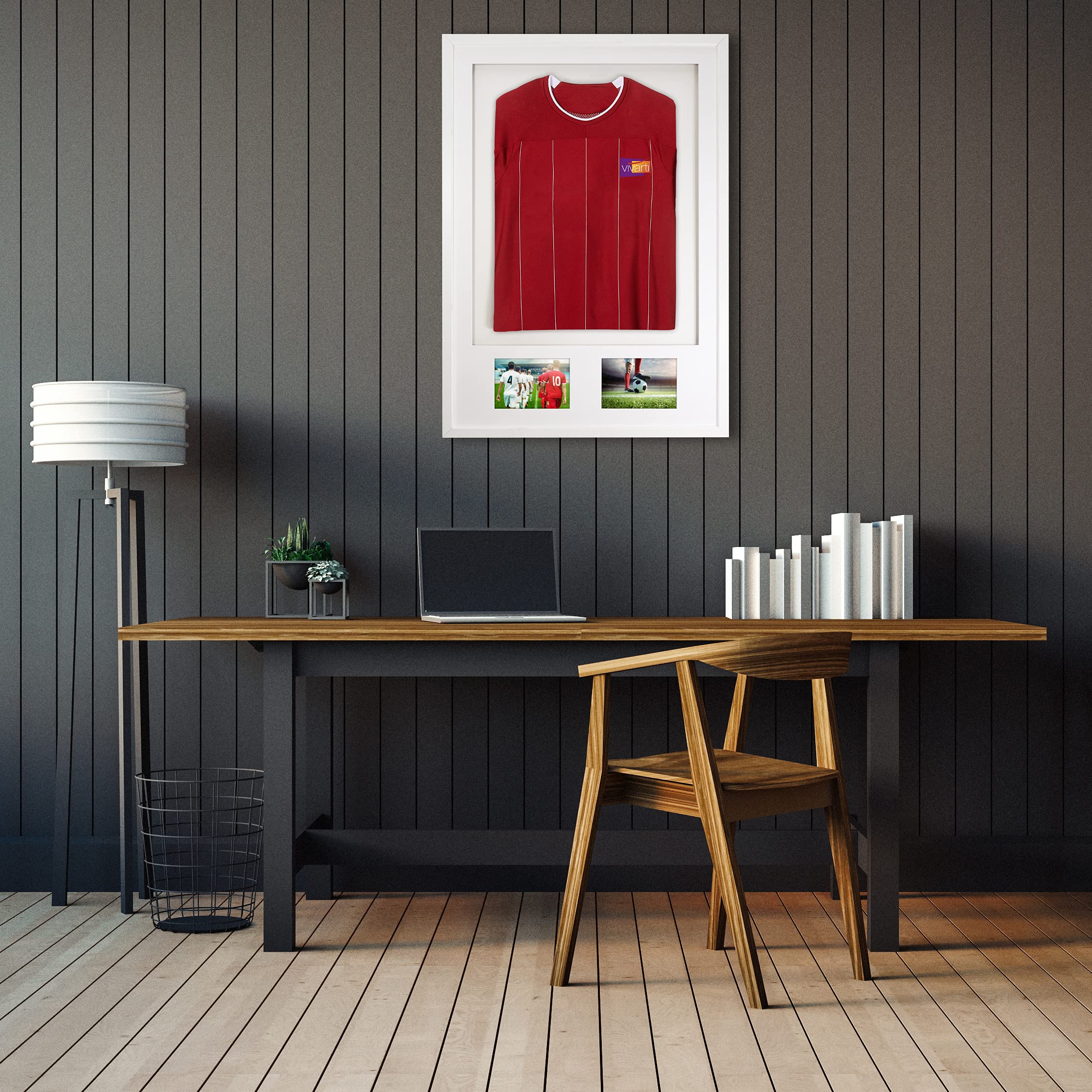 Vivarti DIY Adulto 3D montado + Doble Apertura Camiseta Deportiva Marco de Pantalla 61 x 91.5cm - Marco Blanco, Montaje Blanco, Tarjeta de Respaldo Blanca