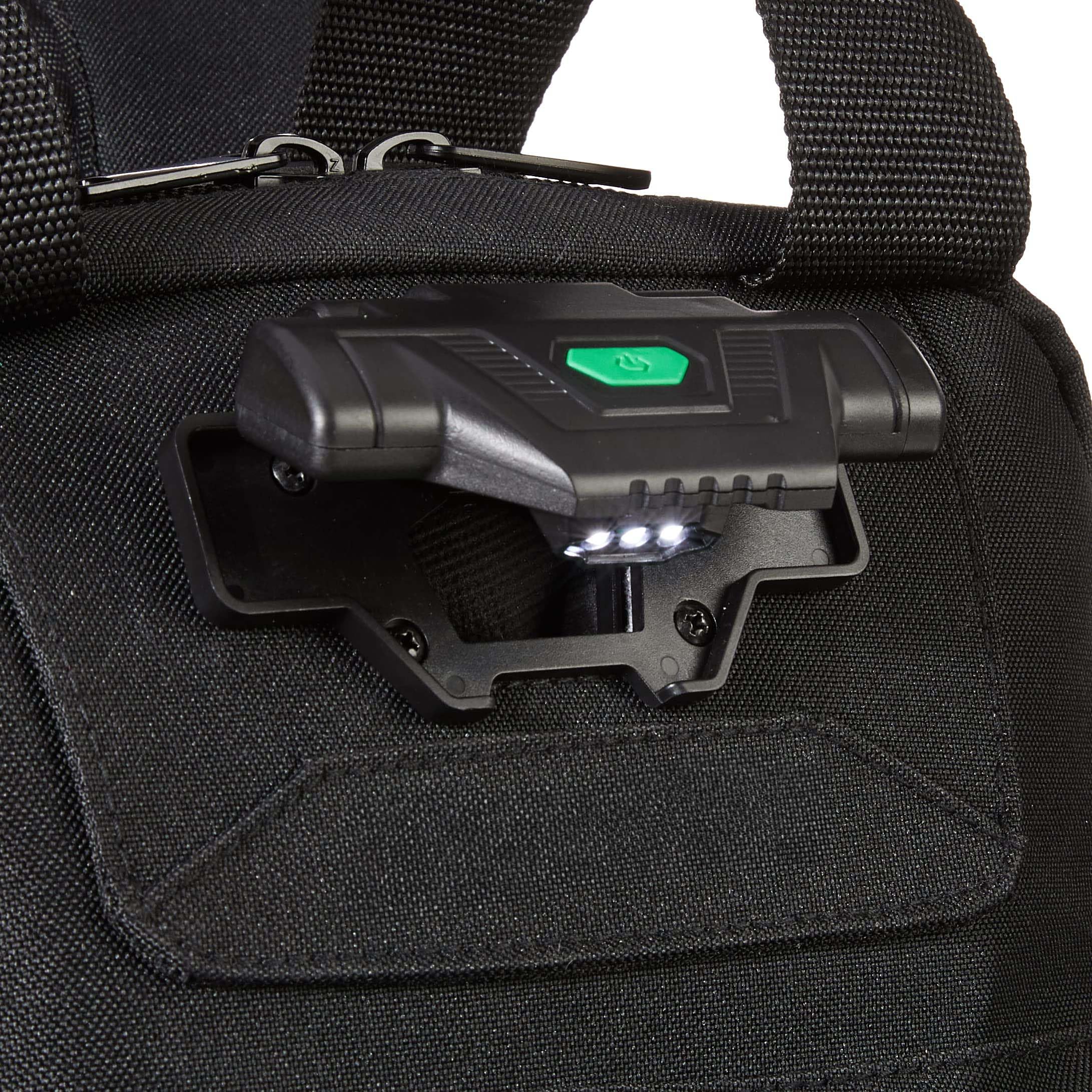 Amazon Basics Zaino, con 55 tasche, porta attrezzi, e illuminazione, Nero