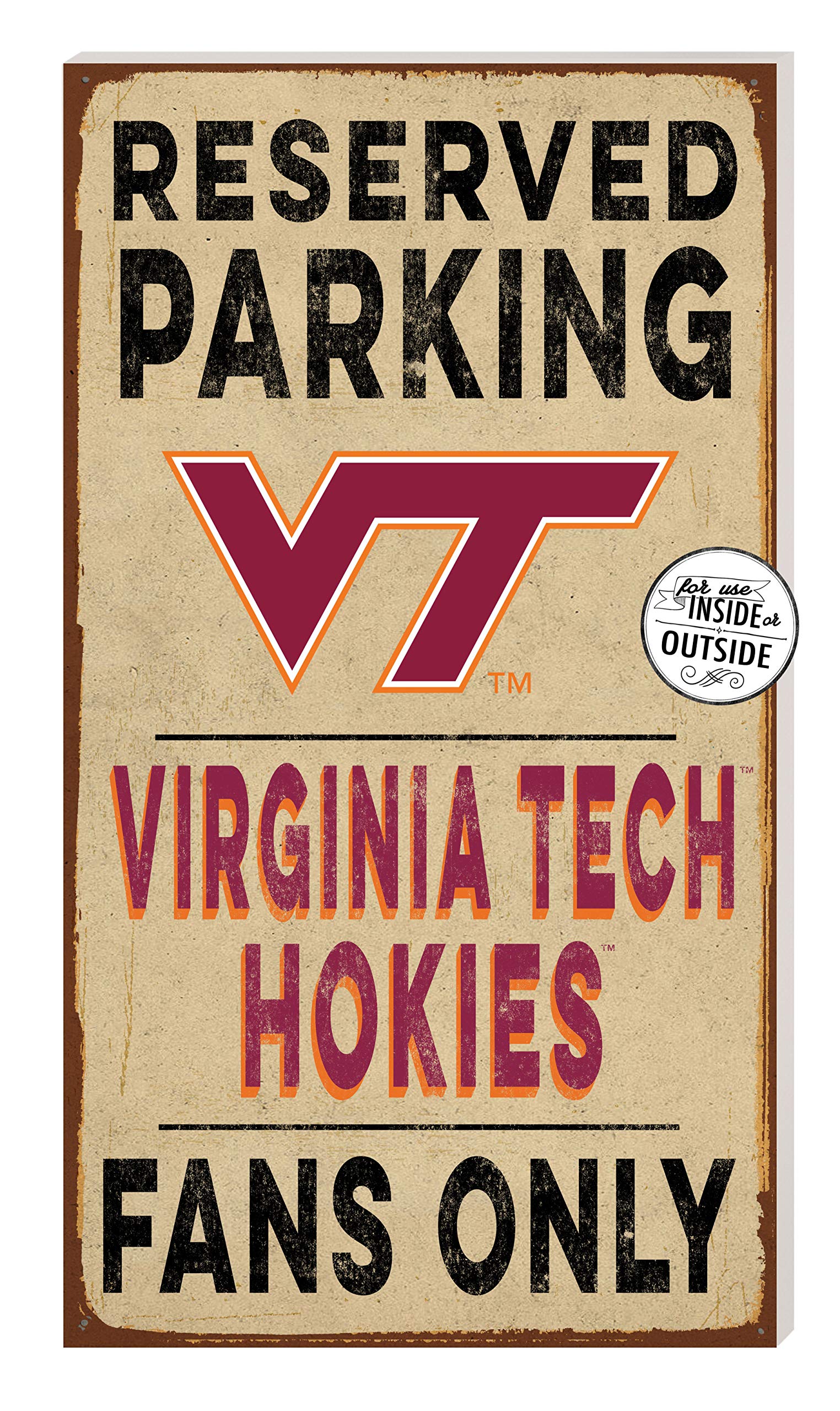 KH Sports Fan Virginia Tech Hokies 11"x20" inOutdoor No Parking Sign, Multi