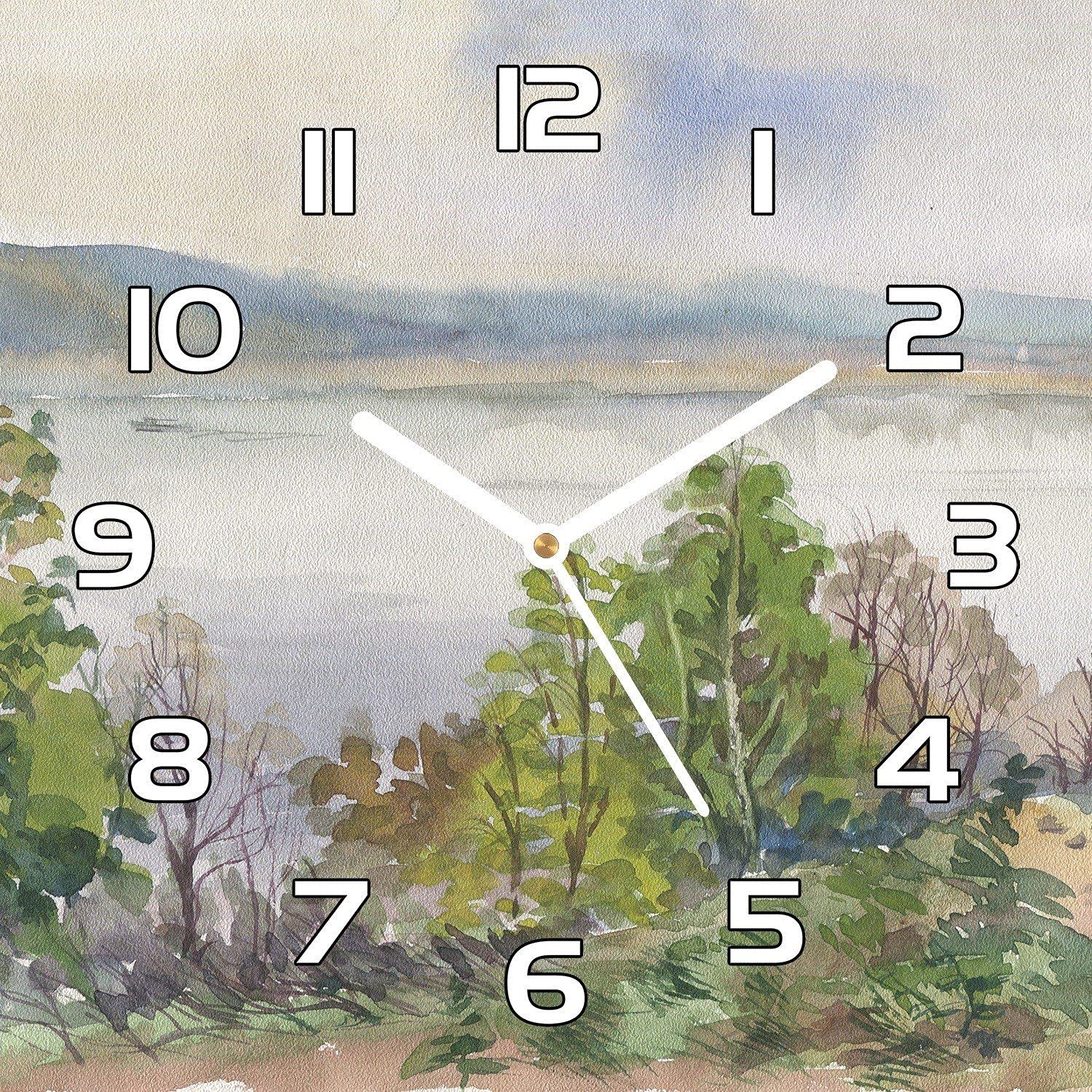 Horloge en verre 30x30 cm Landscape de l'ustensile cuisine et salon moderne