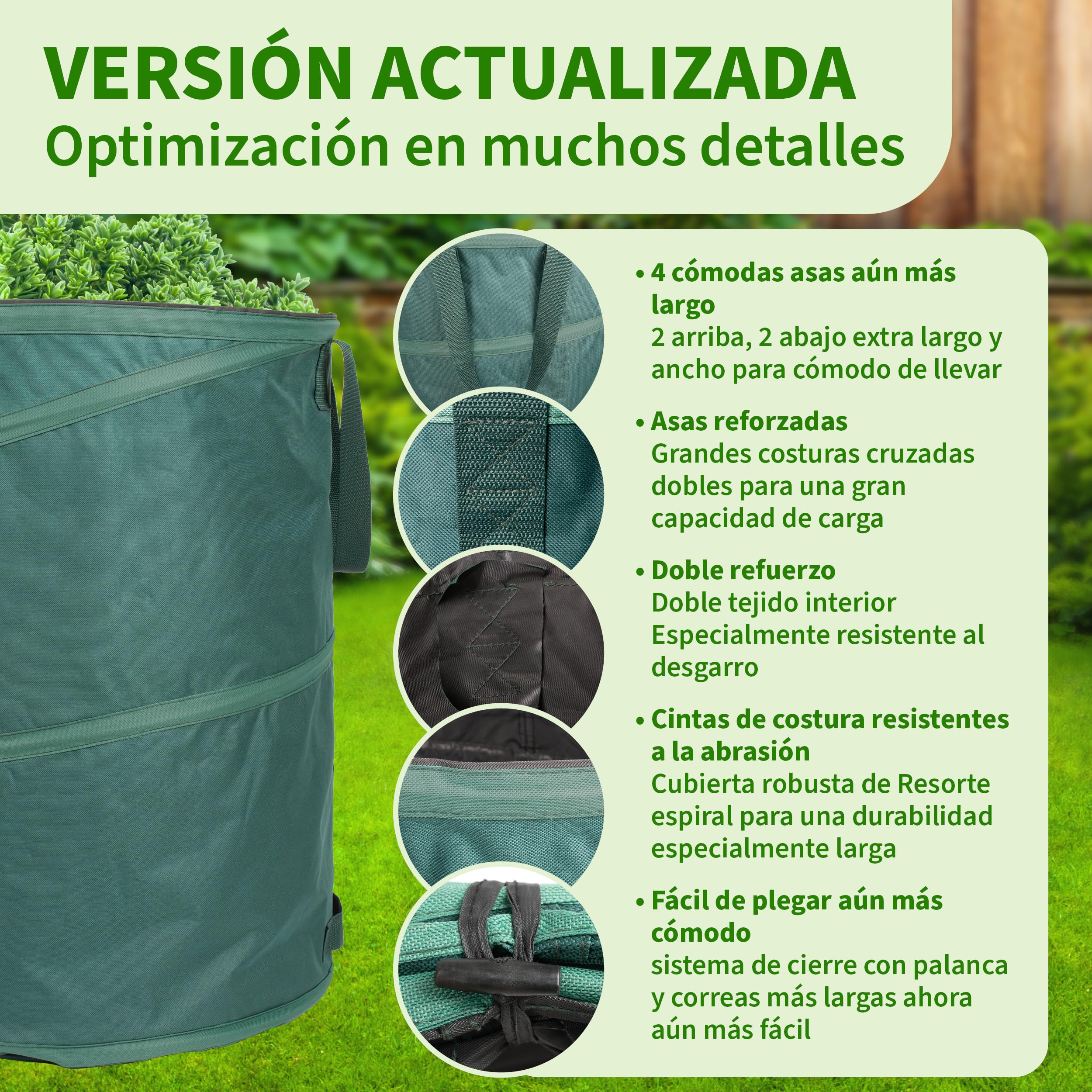 TTL Garden 2 x 160L Premium Pop Up - Saco de jardín (2 unidades, 220 g/m², 600D Oxford, 160 L, plegables, extra estables)