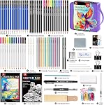 106 PCS Art Supplies Sketching Kit, Pro Drawing Pencils with 3-Color Sketchbook, Coloring Book, Colored Graphite Charcoal Watercolor & Metallic Pencils, Drawing Supplies Gifts for Artists Adults