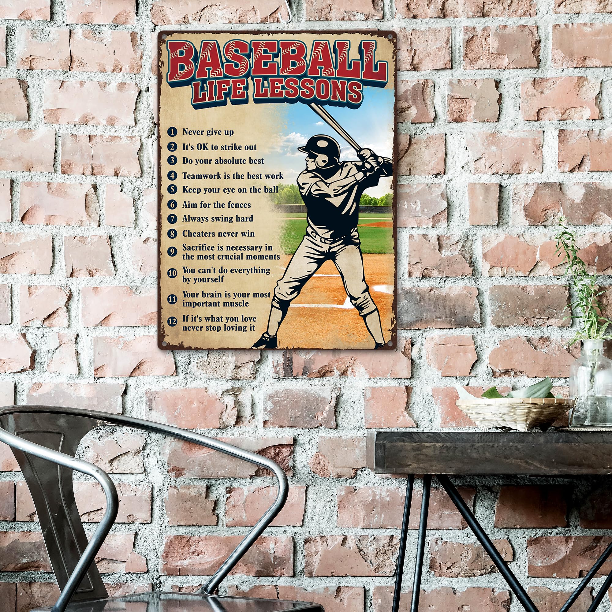 Poster da baseball per ragazzi, con scritta Warning Baseball Players Only Sign, decorazione per camera da letto, 20 x 30 cm (928